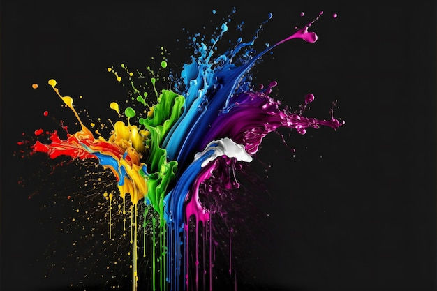 Wallpaper #fmcp65IBSpphPi3-I0r2249 Premium Photo Rainbow Color Paint Splash Wallpaper Abstract Colors