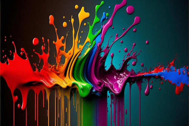 Wallpaper #fmcp65IBSpphPi3-I0r2251 Premium Photo Rainbow Color Paint Splash Wallpaper Abstract Colors