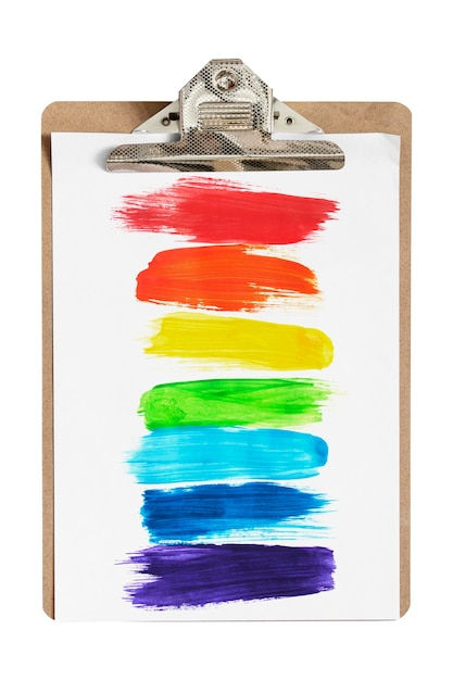 Wallpaper #fmcp65IBSpphPi3-I0r2384 Premium Photo Rainbow Colors Paint Strokes Drawing on Clip Board