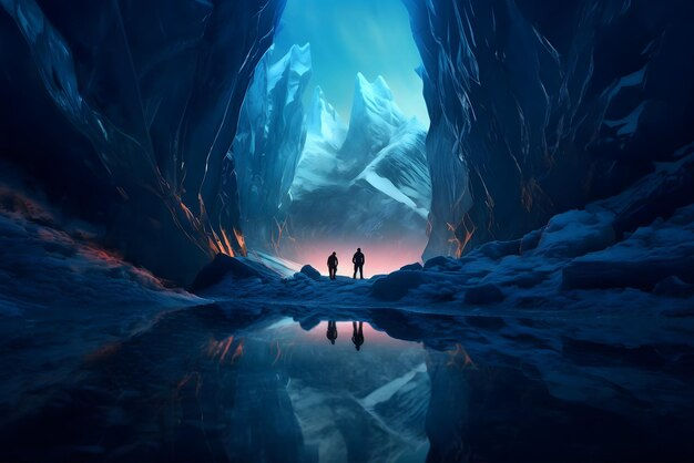 Wallpaper #2e8ITJMBMN-XEVvVOjxM396 Premium AI Image a Couple Standing in an Ice Cave with an Ice Cave