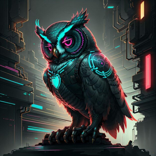 Wallpaper #AF7fMpMBborbLbczZGDZ111 Premium AI Image Cyberpunk Neon Owl