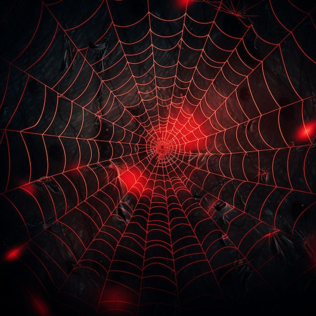 Wallpaper #zpwf4pIBZHQxiYarj74D323 Premium AI Image a Close Up of a Spider Web with Red Lights in the