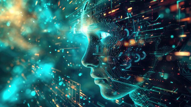 Wallpaper #FM5vJZMB71dOy6JZ5RSb144 Premium Photo AI Humanoid Cyborg Face of Smart Robot on Dark Tech