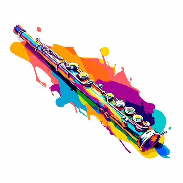 Wallpaper #QmfABJMBSpphPi3-VLnG295 Premium Photo There is a Colorful Flute with a Rainbow Paint Splatter