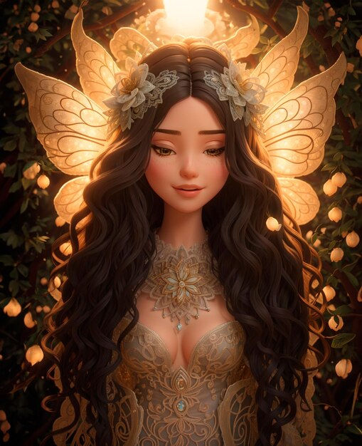 Wallpaper #IVZyd5cBsd6xcFiEyNob165 Premium Photo a Fairy Surrounded by Glowing Butterflies Detailed and
