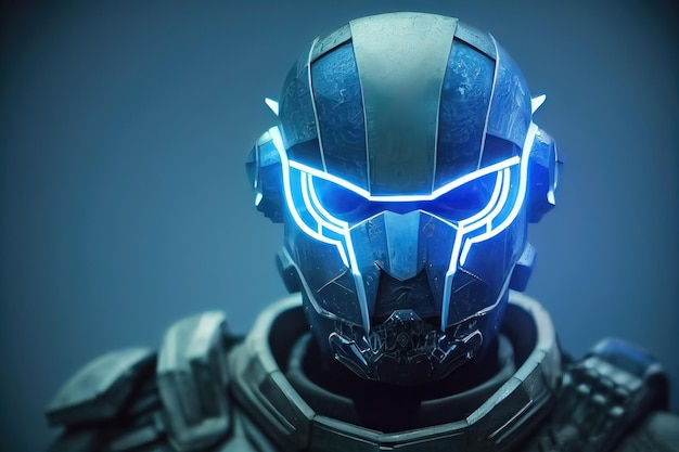 Wallpaper #mmdK_JIBSpphPi3-eZen71 Premium Photo Raster Illustration of Cyber Helmet with Neon Blue