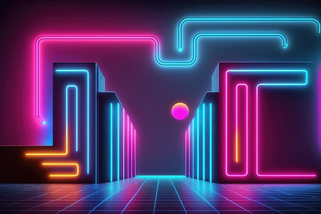 Wallpaper #32gqF5MBSpphPi3-sA2h167 Premium Photo Concept of a Neon Background Neon Disco Lights in the