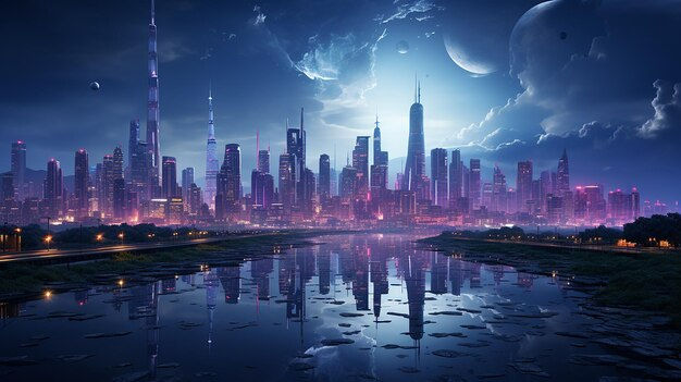 Wallpaper #mGcv8ZIBSpphPi3-O2pF259 Premium AI Image Photorealistic Cyberpunk Metropolitan City in the