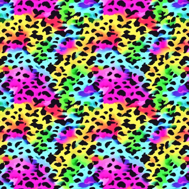 Wallpaper #WViyNJMBzN9vxX34jT0O12 Premium AI Image a Colorful Leopard Print Fabric with Black Spots on