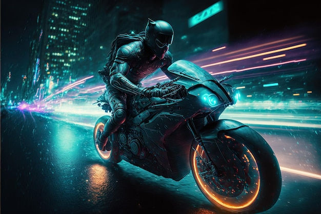 Wallpaper #PXTJwo4B_8f4nGFa_m9s49 Premium Photo Riding Futuristic Sport Motorcycle in a Night City
