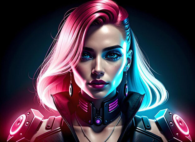 Wallpaper #rGf2-pIBSpphPi3-35I2271 Premium AI Image Neon Cyberpunk Beatiful Girl