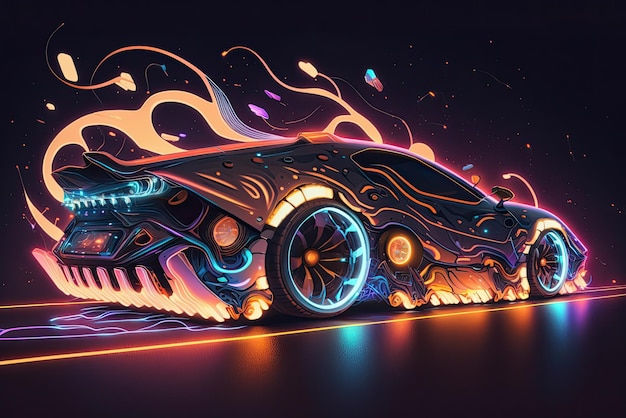 Wallpaper #DxrUTpMB1yWOL4qgeX62186 Premium Photo Abstract Canvas Neon Light Car Automobile Artwork