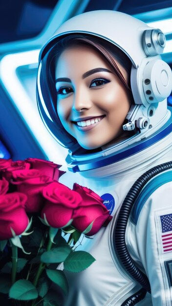 Wallpaper #e2eE_JIBSpphPi3-ZZiW299 Premium Photo Girl Astronaut in a Spacesuit and Astronaut Helmet