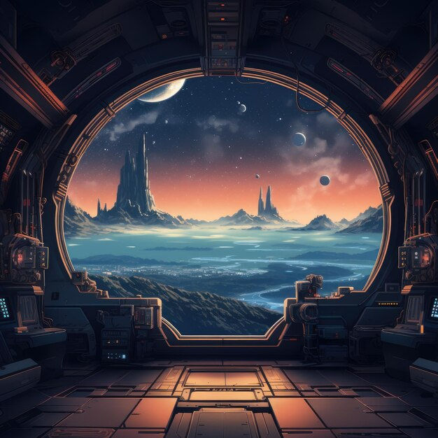 Wallpaper #mandiJcBxbDgA0Rlw-_q4 Premium AI Image Gazing Through the Anime Space Station Window a