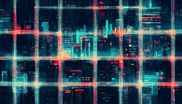 Wallpaper #skXJko4B7YBJg1BVqZ6m0 A Digital Painting of a City Grid in the Style of Circuit Boards