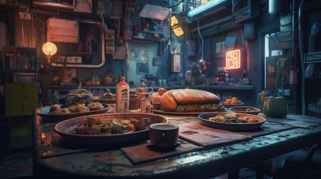 Wallpaper #4f-fZ5MB3lSXT3zUzOKR22 Premium AI Image Cyberpunk Food