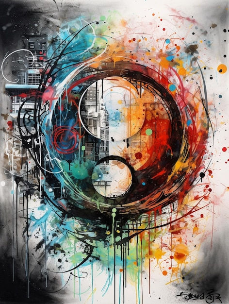Wallpaper #52dQ-5IBSpphPi3-YpO8424 Premium AI Image Painting of a Colorful Abstract Painting of a Circle