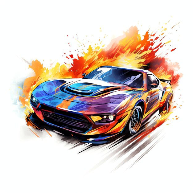 Wallpaper #Tj9HPJMBLiIJ4c9O7ZGl45 Premium AI Image Beautiful Race Car Speeding Race Car with Flames