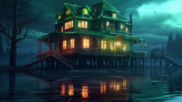 Wallpaper #FWcrDpMBSpphPi3-Remc179 Premium AI Image Halloween House Concept Art Scary House