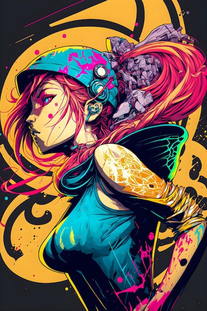 Wallpaper #4Wf665IBSpphPi3-Uk_6277 Premium Photo Cyberpunk Comics Manga Character Design Anime Style