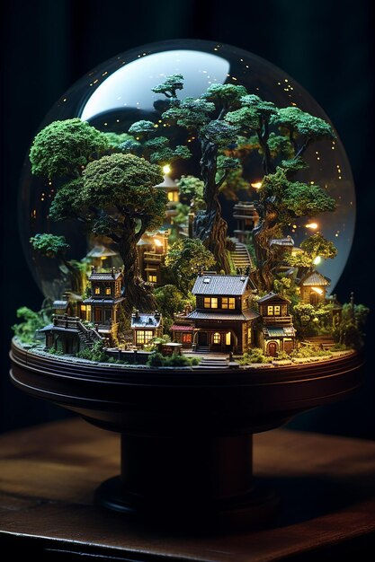Wallpaper #jWdLE5MBSpphPi3-Rv-o6 Premium AI Image a Cyberpunk City a Miniature Scale with Bonsai and