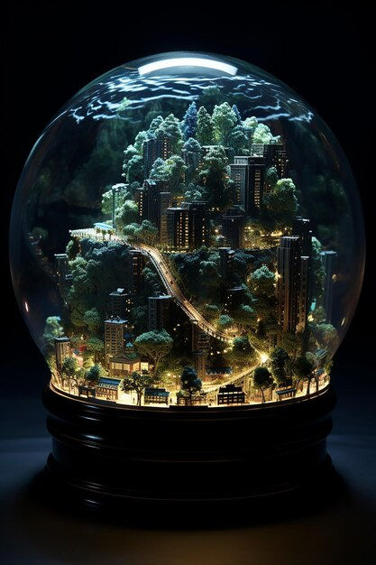 Wallpaper #jWdLE5MBSpphPi3-Rv-o73 Premium AI Image a Cyberpunk City a Miniature Scale with Bonsai and