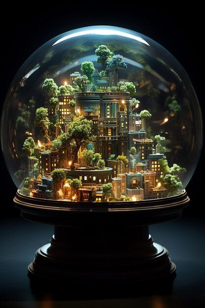 Wallpaper #jWdLE5MBSpphPi3-Rv-o45 Premium AI Image a Cyberpunk City a Miniature Scale with Bonsai and
