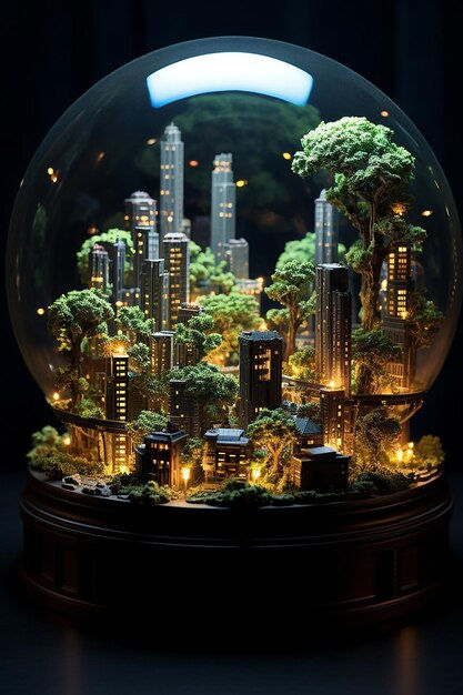 Wallpaper #jWdLE5MBSpphPi3-Rv-o47 Premium AI Image a Cyberpunk City a Miniature Scale with Bonsai and