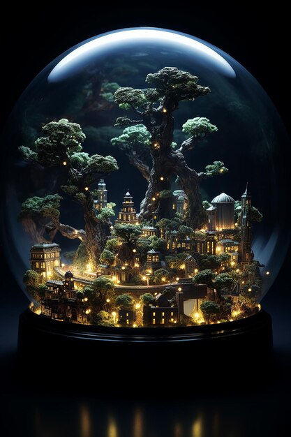 Wallpaper #jWdLE5MBSpphPi3-Rv-o30 Premium AI Image a Cyberpunk City a Miniature Scale with Bonsai and