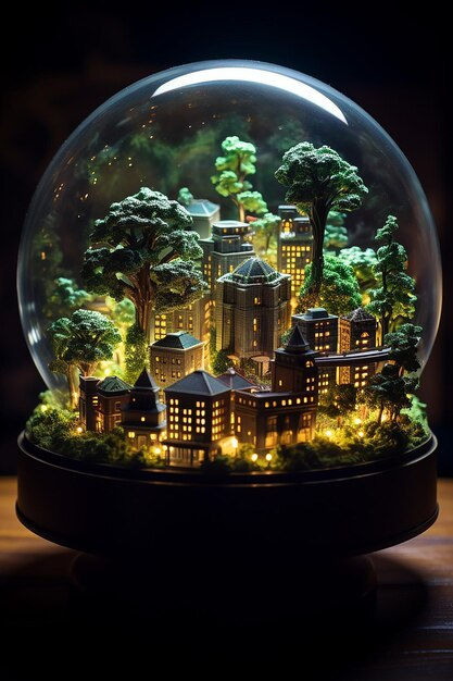 Wallpaper #jWdLE5MBSpphPi3-Rv-o77 Premium AI Image a Cyberpunk City a Miniature Scale with Bonsai and