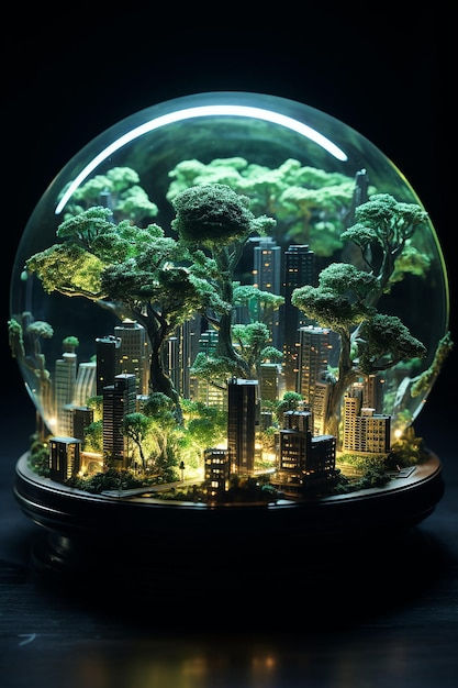 Wallpaper #jWdLE5MBSpphPi3-Rv-o22 Premium AI Image a Cyberpunk City a Miniature Scale with Bonsai and