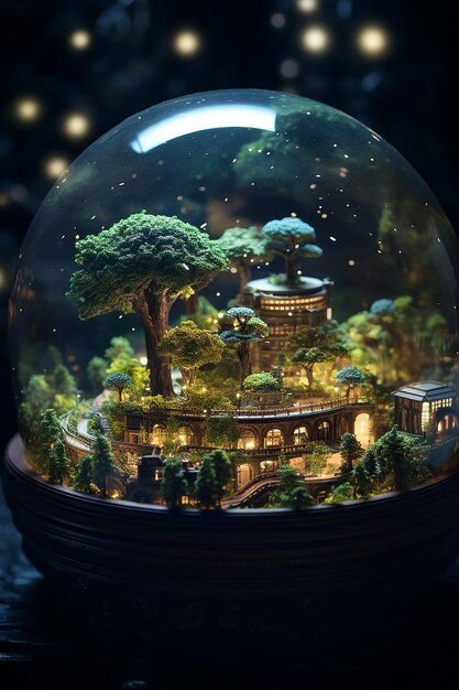 Wallpaper #jWdLE5MBSpphPi3-Rv-o19 Premium AI Image a Cyberpunk City a Miniature Scale with Bonsai and