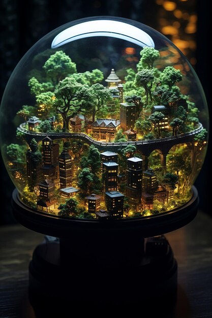 Wallpaper #jWdLE5MBSpphPi3-Rv-o33 Premium AI Image a Cyberpunk City a Miniature Scale with Bonsai and