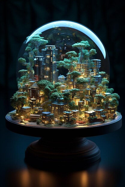 Wallpaper #jWdLE5MBSpphPi3-Rv-o29 Premium Photo a Cyberpunk City a Miniature Scale with Bonsai and
