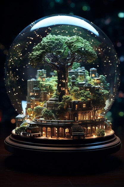 Wallpaper #jWdLE5MBSpphPi3-Rv-o16 Premium AI Image a Cyberpunk City a Miniature Scale with Bonsai and