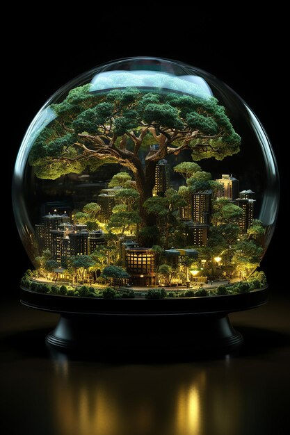 Wallpaper #jWdLE5MBSpphPi3-Rv-o17 Premium AI Image a Cyberpunk City a Miniature Scale with Bonsai and