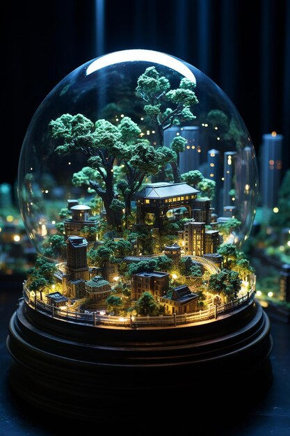Wallpaper #jWdLE5MBSpphPi3-Rv-o21 Premium AI Image a Cyberpunk City a Miniature Scale with Bonsai and