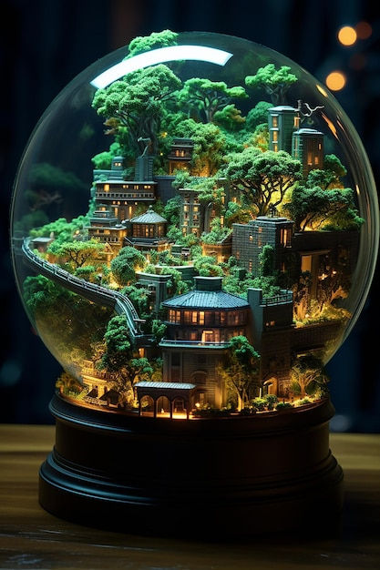 Wallpaper #jWdLE5MBSpphPi3-Rv-o12 Premium AI Image a Cyberpunk City a Miniature Scale with Bonsai and