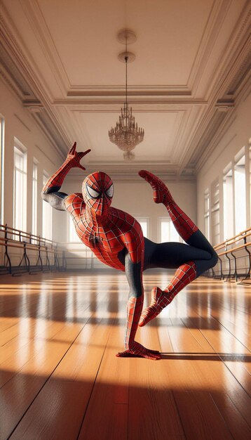 Wallpaper #-ovDdpcBcm9NJah-ingn7 A Spiderman is Dancing on a Dance Floor in a Room with a Spiderman on
