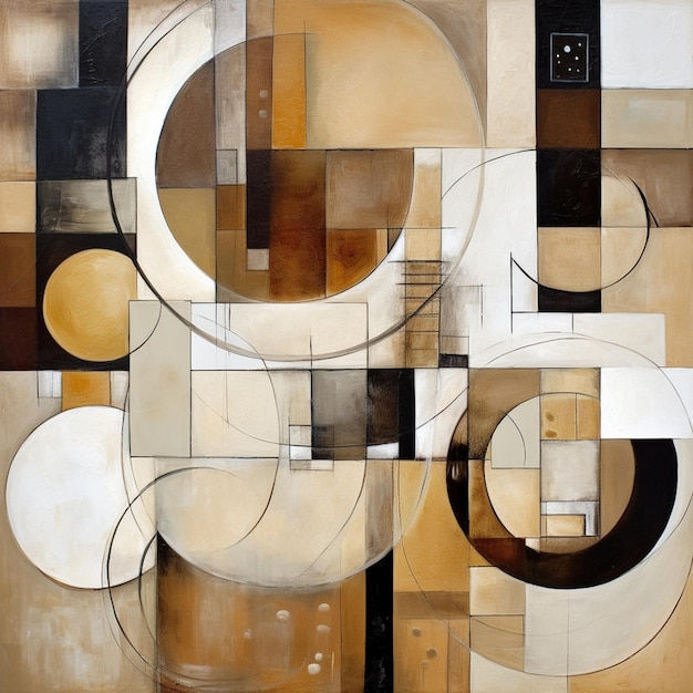 Wallpaper #52dQ-5IBSpphPi3-YpO8114 Premium AI Image Abstract Painting of Circles and Squares with a