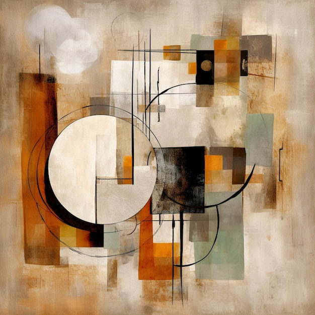 Wallpaper #52dQ-5IBSpphPi3-YpO8149 Premium AI Image Abstract Painting of a Circle with Squares and a