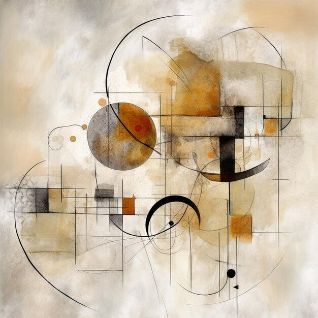 Wallpaper #52dQ-5IBSpphPi3-YpO8134 Premium AI Image Abstract Painting of a Circle with a Line and a