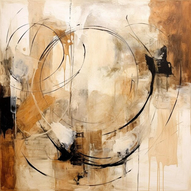 Wallpaper #52dQ-5IBSpphPi3-YpO8311 Premium AI Image Abstract Painting of a Circle with a Black and White