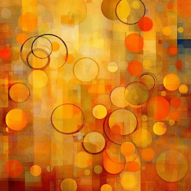Wallpaper #52dQ-5IBSpphPi3-YpO8107 Premium AI Image Abstract Painting of Circles and Circles on a Yellow
