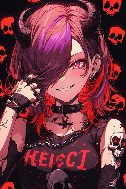 Wallpaper #PPtihJcBx-Hc5Y204K-u123 Crazy Anime Girl Cyberpunk Digital Painting Manga Woman Evil Dark