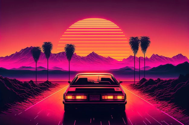 Wallpaper #khp8TpMB1yWOL4qgen0L23 Premium Photo Design in the Style of the 80s Futuristic Synthesizer