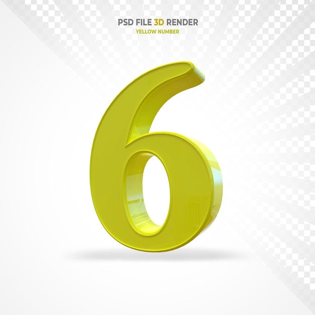 Wallpaper #SR0RK5MBlOZrFDOkU8UX171 Premium Psd Number 6 Yellow 3D Render
