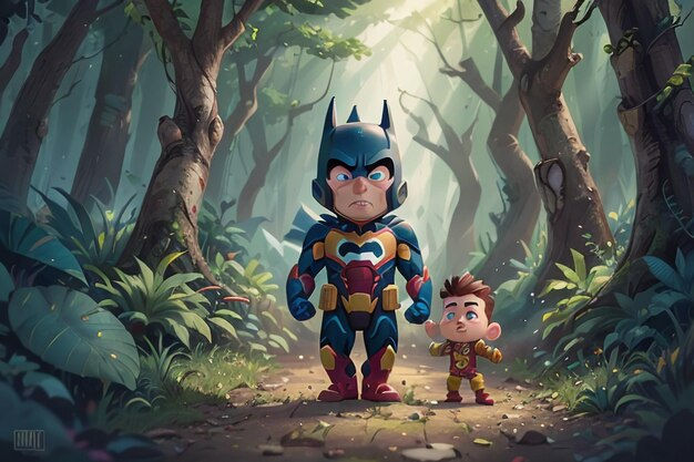 Wallpaper #tmh5I5MBSpphPi3-wjVf127 Premium AI Image Batman Superman Cartoon Cute Character Wallpaper