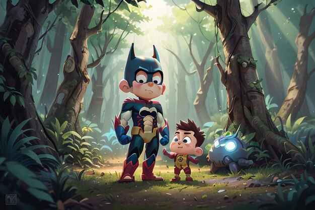 Wallpaper #tmh5I5MBSpphPi3-wjVf161 Premium AI Image Batman Superman Cartoon Cute Character Wallpaper