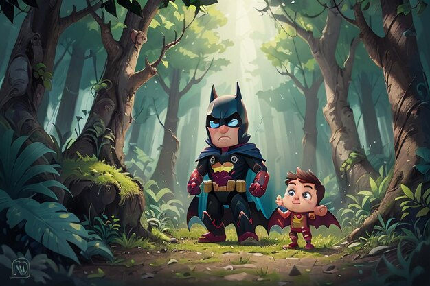 Wallpaper #tmh5I5MBSpphPi3-wjVf60 Premium AI Image Batman Superman Cartoon Cute Character Wallpaper
